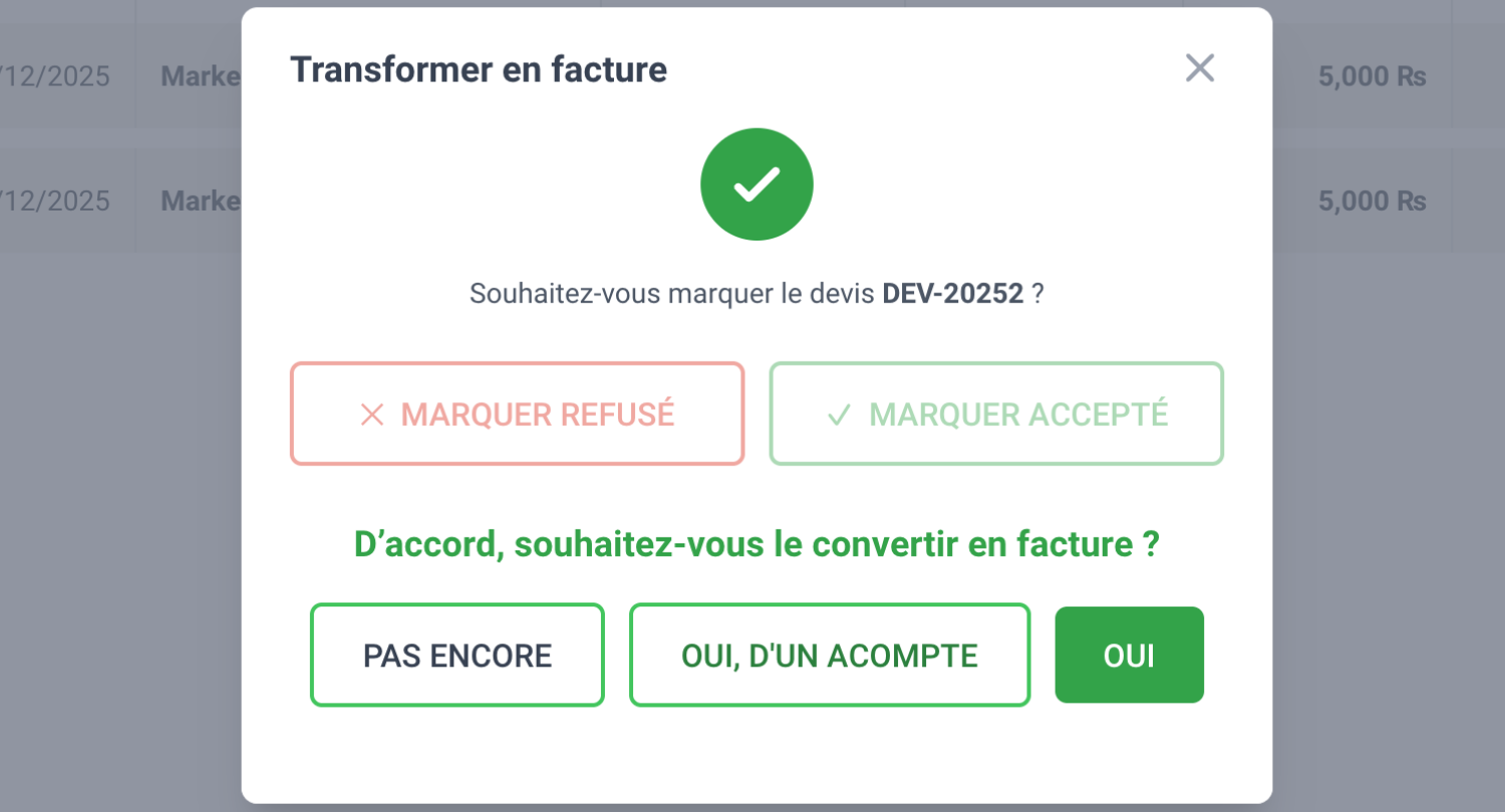 Transformez vos devis en factures
